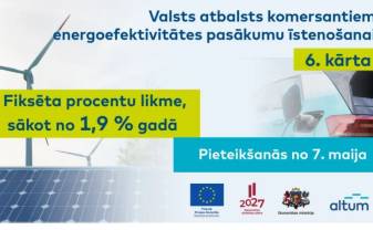 ALTUM 7. maijā nākamajā kārtā sāk pieņemt pieteikumus energoefektivitātes pasākumu īstenošanai uzņēmējiem