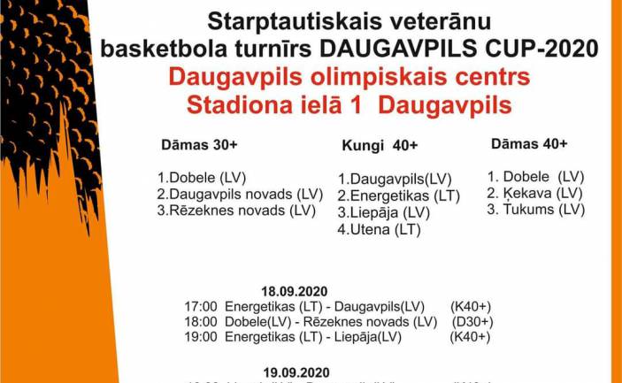 Starptautiskais veterānu basketbola turnīrs DAUGAVPILS CUP-2020