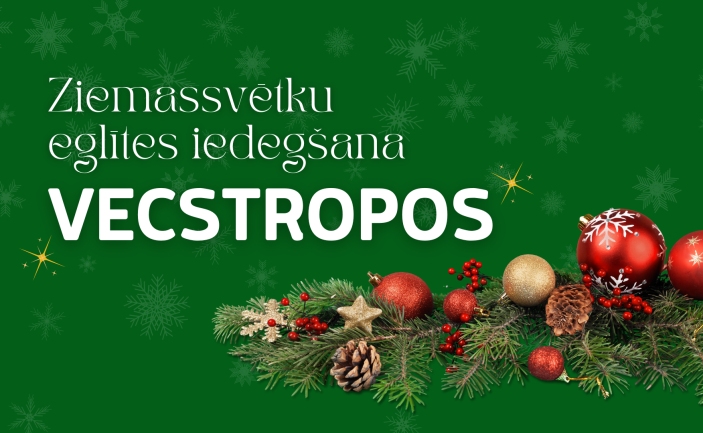 Ziemassvētku eglītes iedegšana Vecstropos