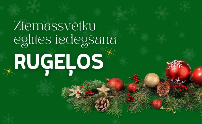 Ziemassvētku eglītes iedegšana Ruģeļos