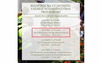 Jau rīt sāksies reģistrācija uz vasaras jauniešu nodarbinātības programmu 15-19 gadīgiem jauniešiem no maznodrošinātām, trūcīgām ģimenēm!