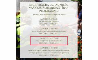 20.februārī sāksies reģistrācija uz vasaras nodarbinātības programmu 15-19 gadīgiem jauniešiem!