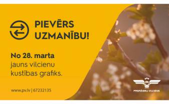 Par izmaiņām vilcienu kustības grafikā no 28.03.2021.
