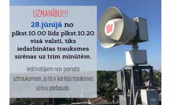 28.jūnijā notiks trauksmes sirēnu pārbaude