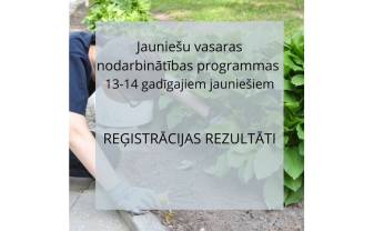 13-14 gadus vecu jauniešu vasaras nodarbinātības programmas reģistrācijas rezultāti 2023