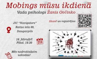 Daugavpilī notiks jauniešu mentālās veselības vakars par mobingu Daugavpilī notiks jauniešu mentālās veselības vakars par mobingu
