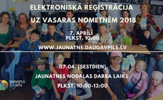 Jau šo SESTDIEN (07.04.) sākas elektroniskā reģistrācija uz vasaras nometnēm! Jau šo SESTDIEN (07.04.) sākas elektroniskā reģistrācija uz vasaras nometnēm!