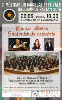 20. septembrī plkst. 18.00 Vienības nama koncertzālē VII Mūzikas un mākslas festivāla Daugavpils ReStArt 2018 ietvaros uzstāsies Kauņas pilsētas simfoniskais orķestris (diriģents Martinas Sta 20. septembrī plkst. 18.00 Vienības nama koncertzālē VII Mūzikas un mākslas festivāla Daugavpils ReStArt 2018 ietvaros uzstāsies Kauņas pilsētas simfoniskais orķestris (diriģents Martinas Sta
